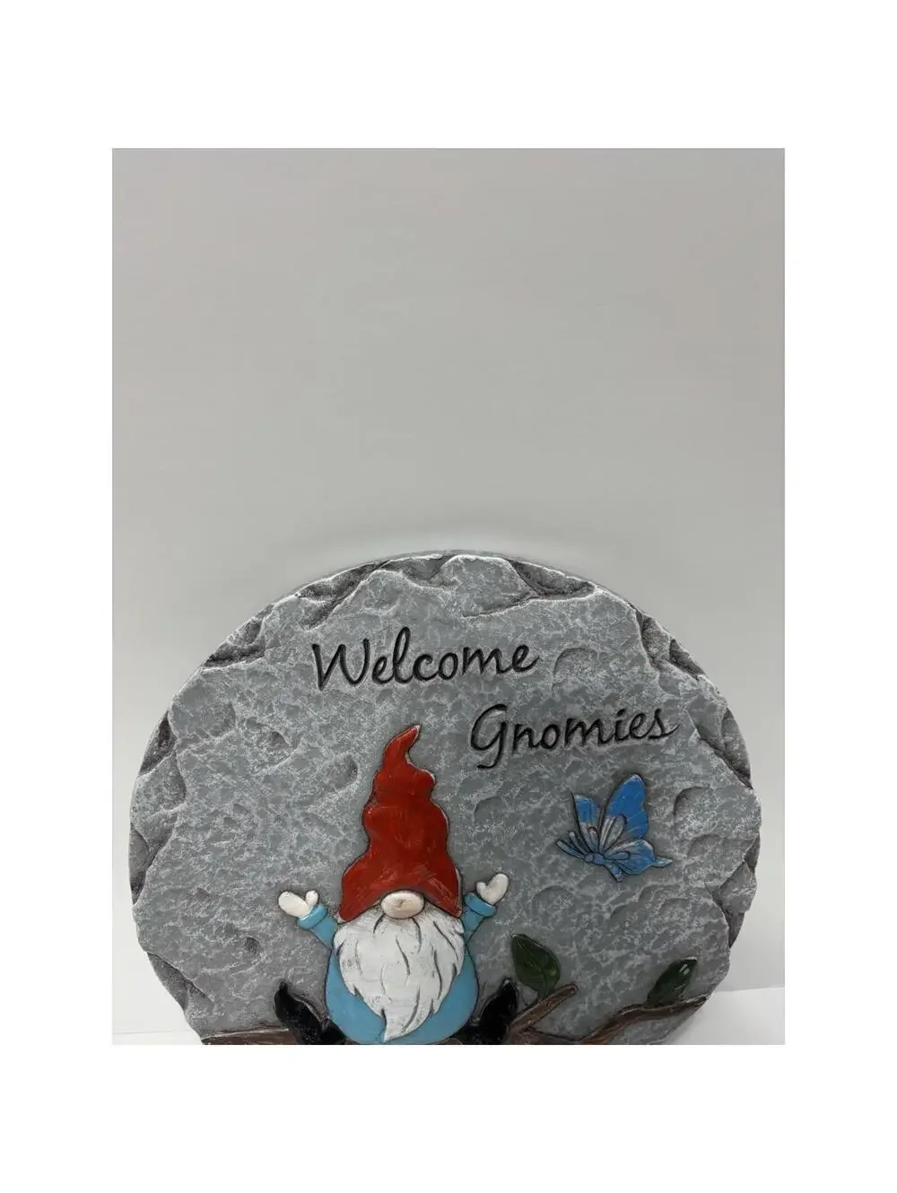 WELCOME GNOMIES Garden Step Stone Lawn Pathway Decor Cute Gnome Yard Accent